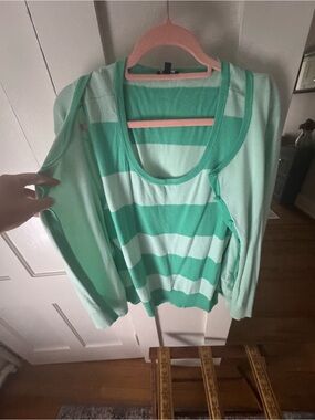 Talbots Plus Mint Green and White Layered Sweater Set